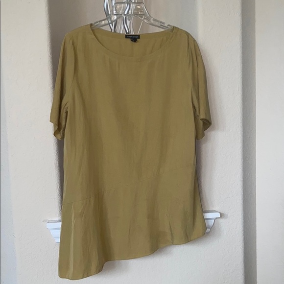 Eileen Fisher Women's Asymmetrical Olive Green Top Size M - Picture 1 of 11